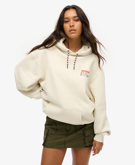 Superdry Vrouwen Oversized Utility Sport Hoodie met Logo Crème