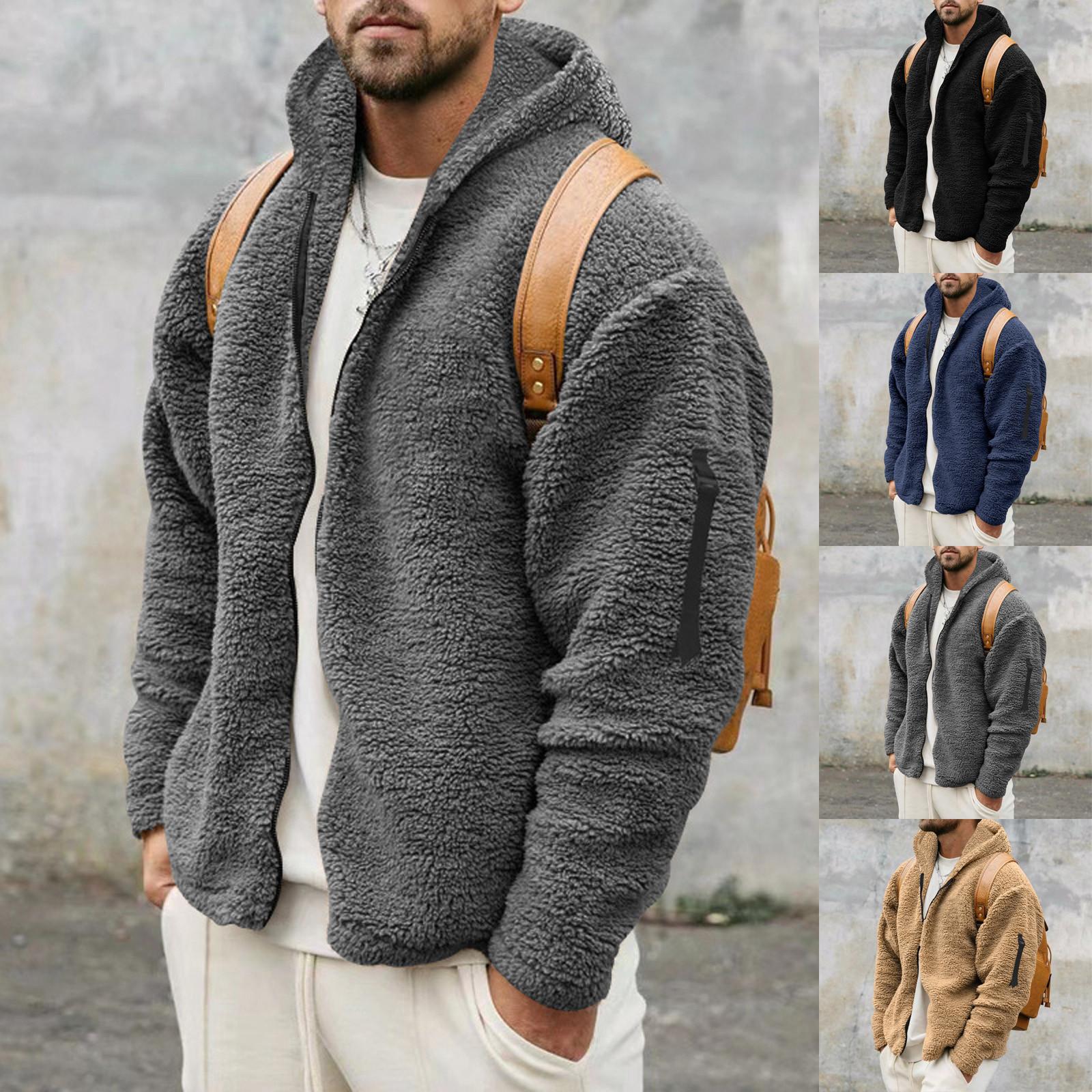 Zhengfuzhihai Heren geruit overhemd met capuchon, rits en knoopsweater. Casual mode-sweatshirt voor heren L zwart