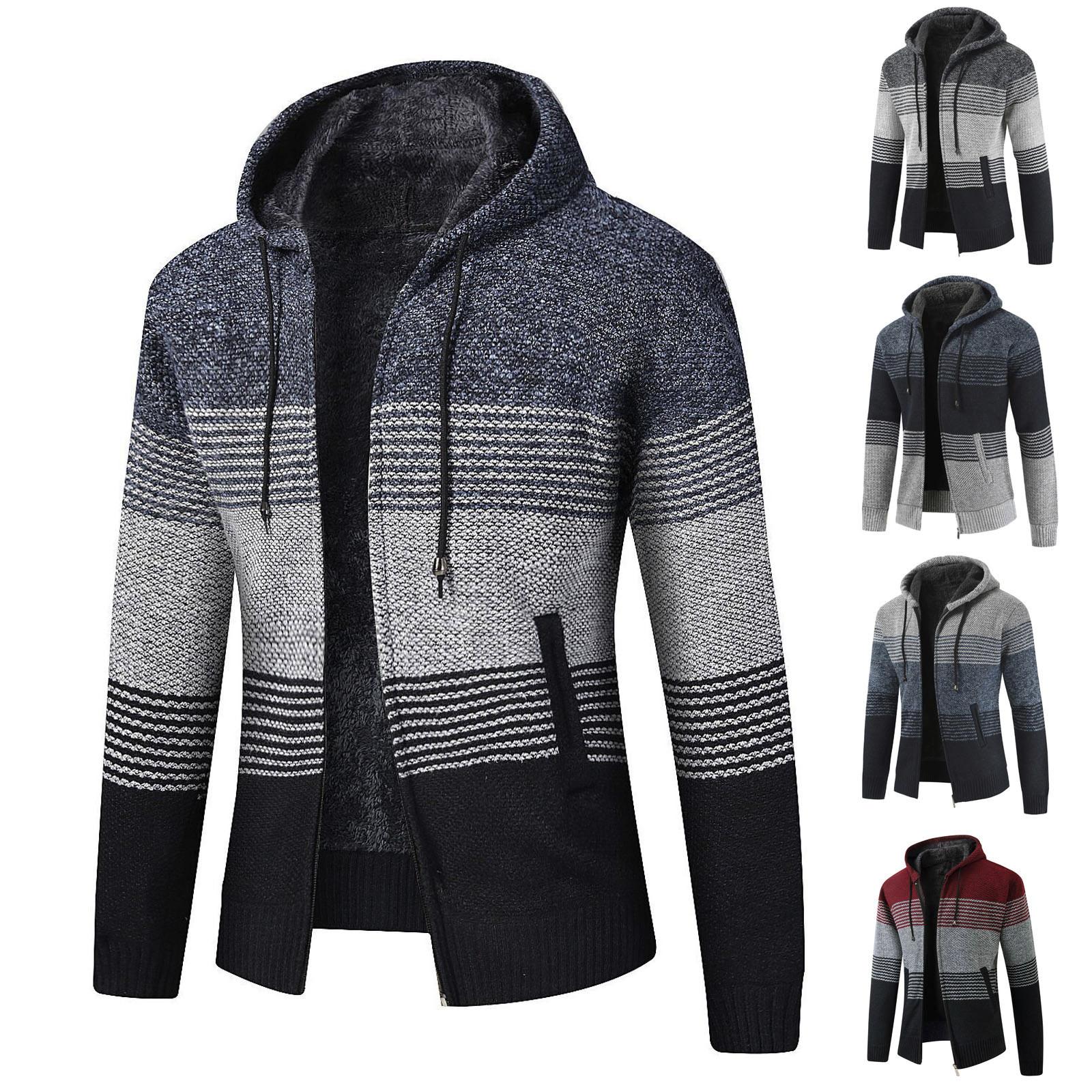 Zhengfuzhihai Herfst- en winter herenmode los vest warme revers capuchon trui M