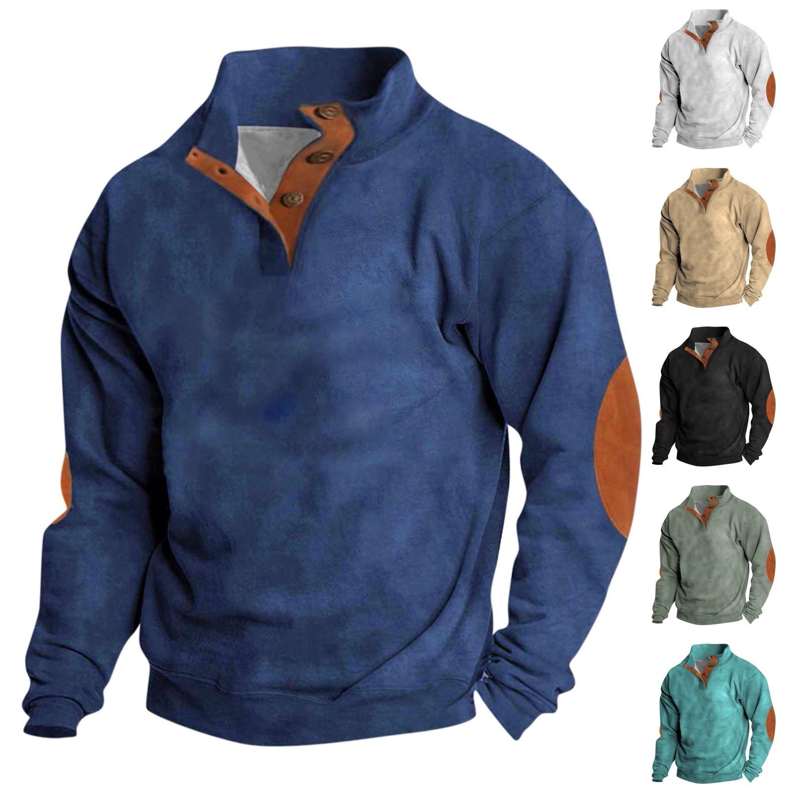 Zhengfuzhihai Lente en herfst herensweatshirt met staande kraag is outdoor casual truien tops L legergroene kleur