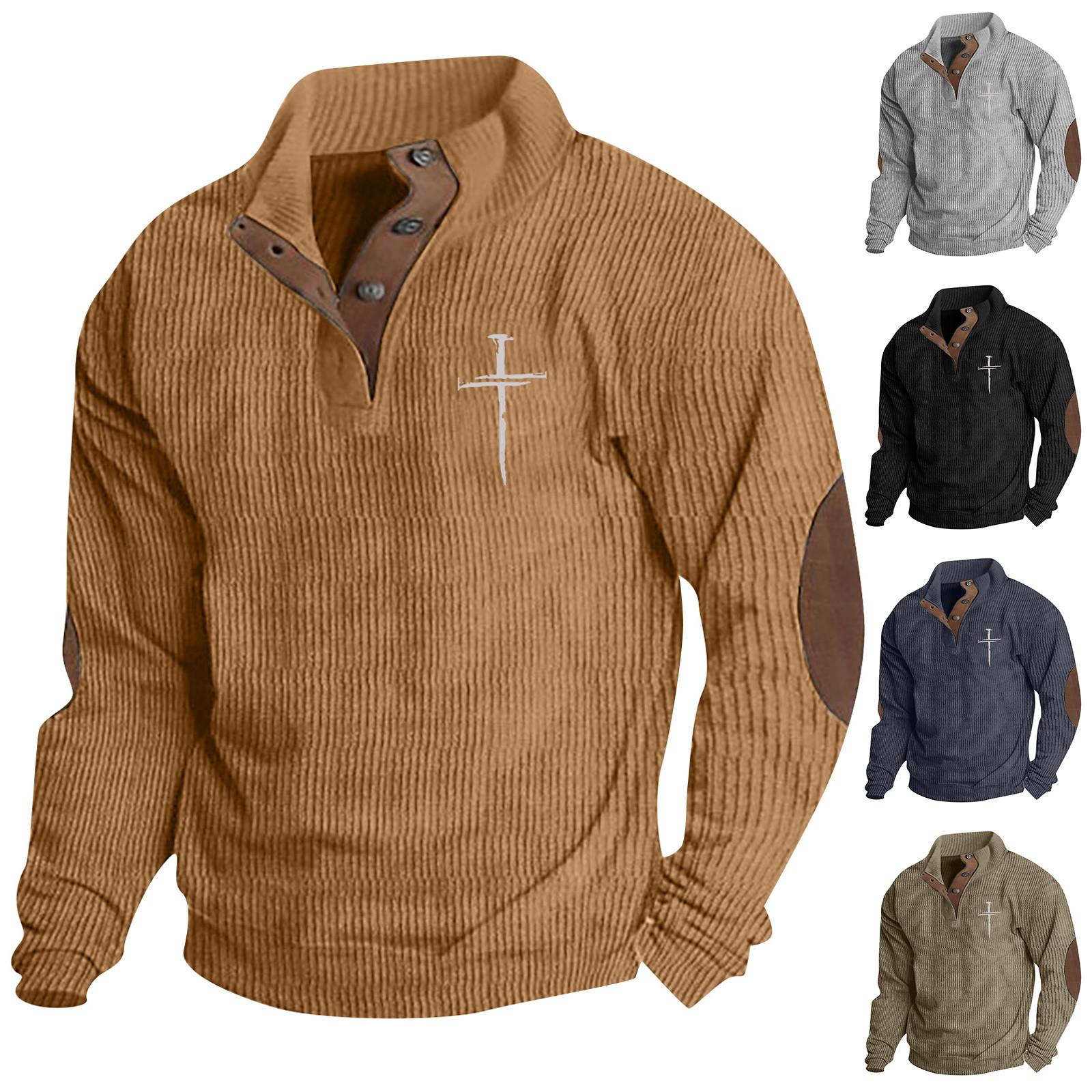 Zhengfuzhihai Lente en herfst herensweatshirt met staande kraag is outdoor casual truien tops L legergroene kleur