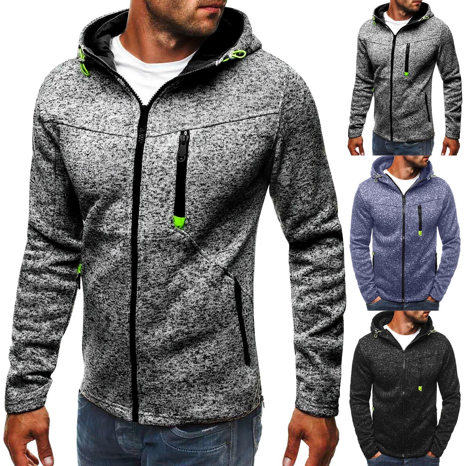 Glasses Casual camouflagesportsweatshirt voor heren, jas met lange mouwen en rits en capuchon L zwart