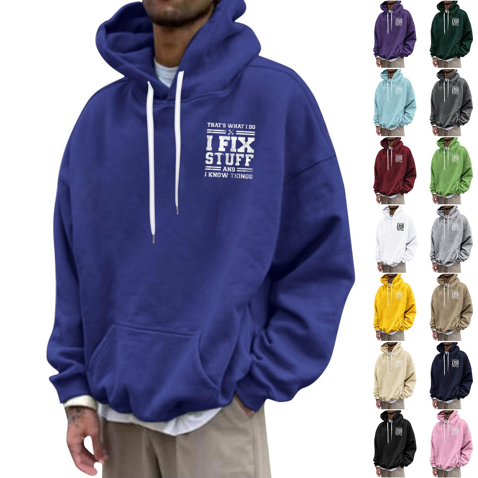 Zhengfuzhihai Los bedrukt sweatshirt met capuchon voor heren Casual mode-sportsweatshirt voor heren L beige
