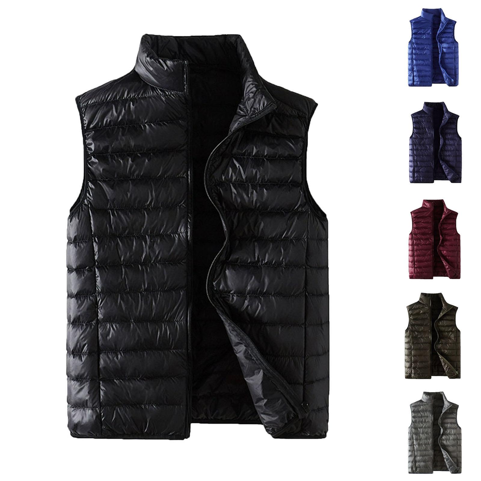 Timoduizhang Casual herenvest Heren losse herfst- en winterwarme katoenen vestjas XL zwart