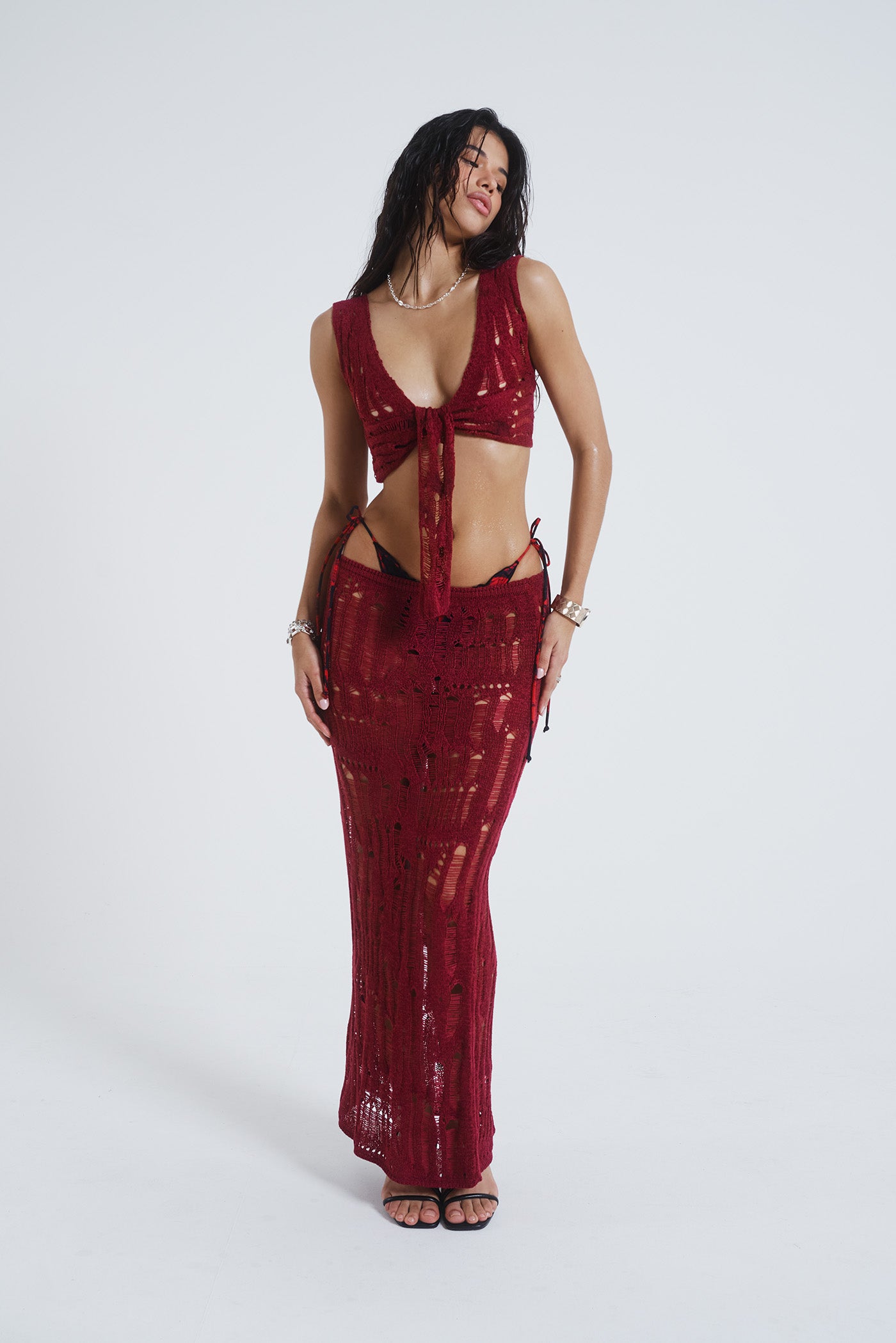 Jaded Swim Odette Laddered Knit Maxi Skirt
