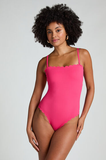 Hunkemöller Badpak Bandeau Scallop Roze