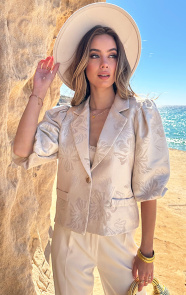 Jurkjes Romantic Jacquard Blazer Beige