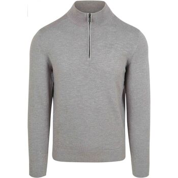Suitable Sweater  Slub Yarn Half Zip Trui Grijs