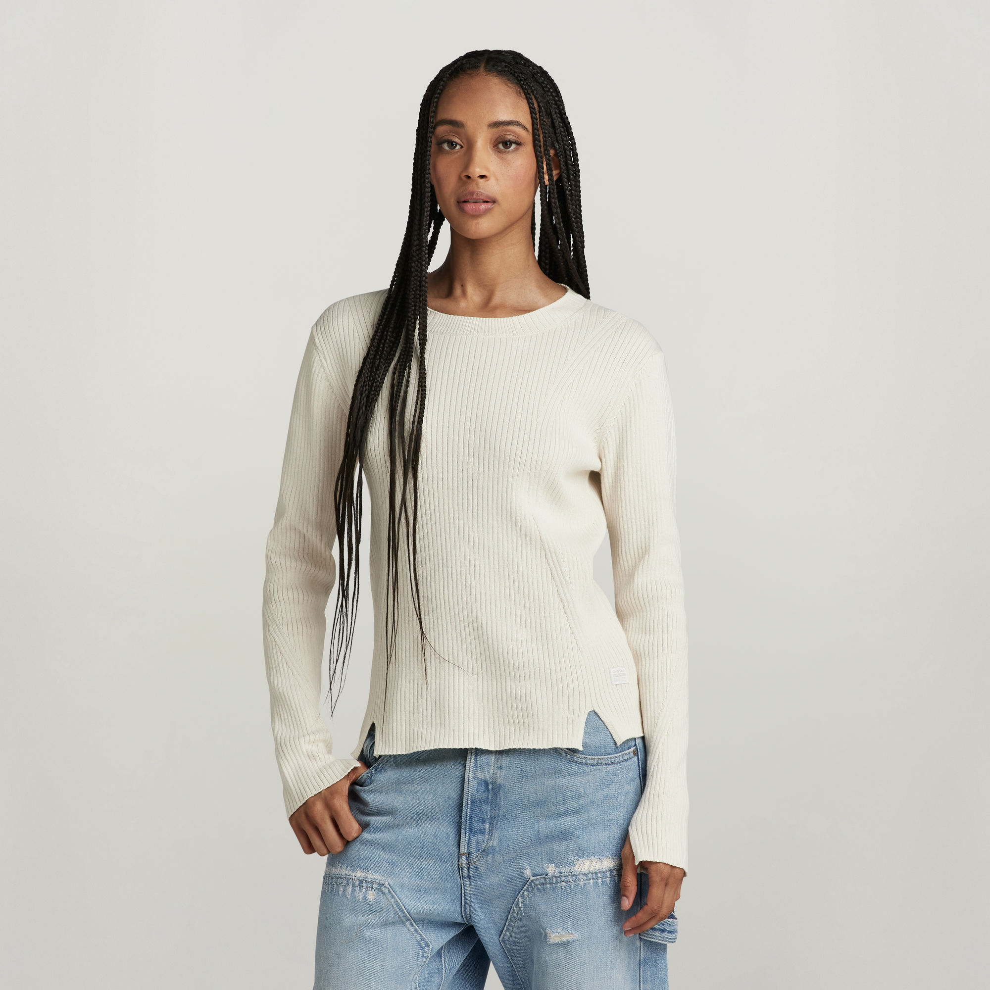 G-Star RAW Ribbed Jumper - Beige - Dames