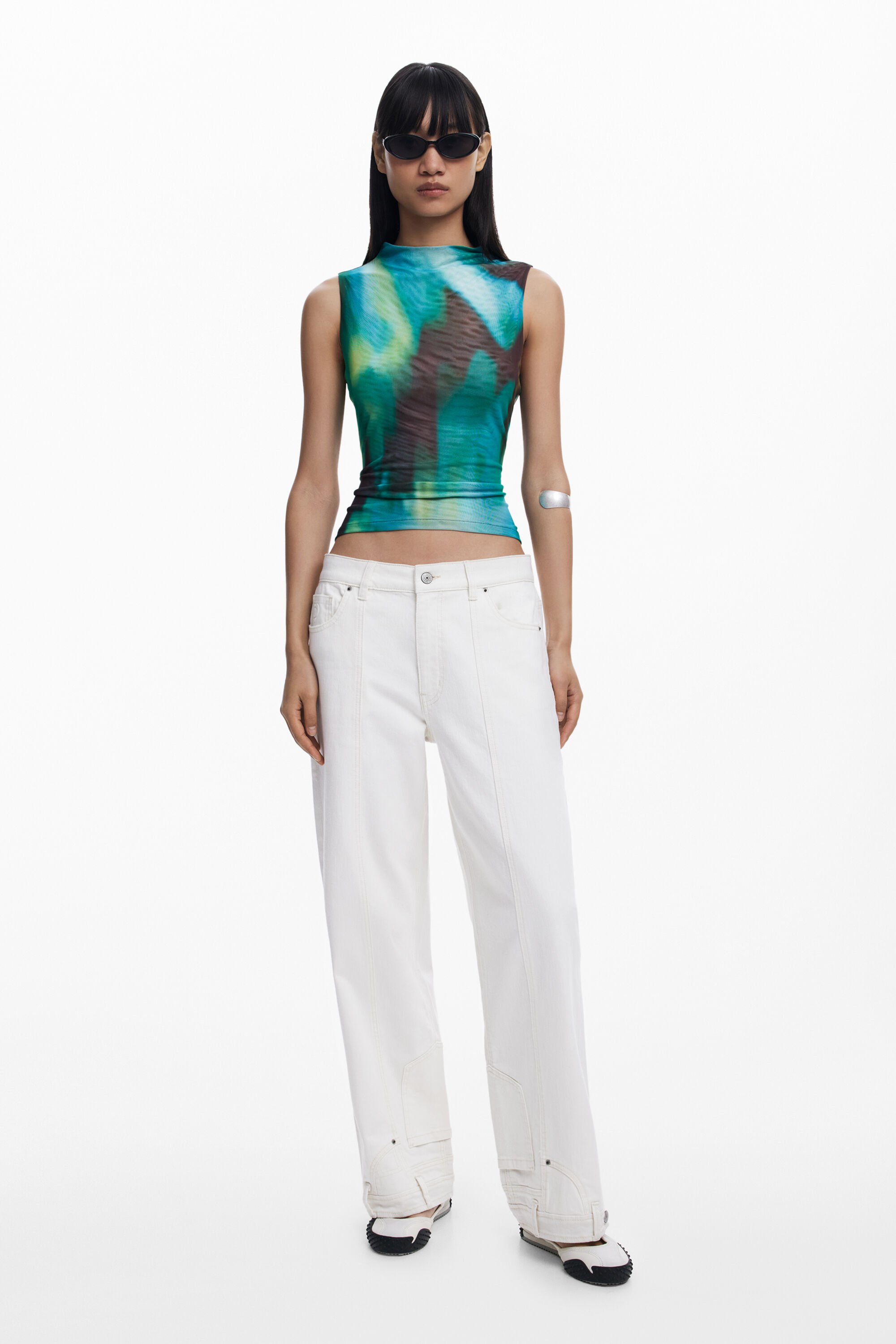 Desigual T-shirt van tule met kleurverloop - GREEN