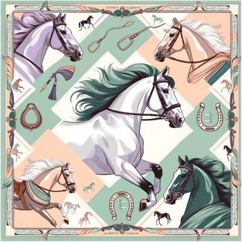 Alberto Cabale Sjaal  Kleine zijden sjaal Spring Horse Cléo
