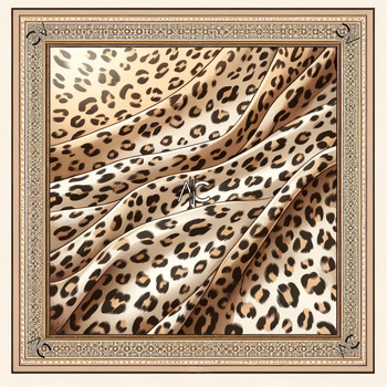 Alberto Cabale Sjaal  Grote vierkante zijden sjaal Original Leopard Zoé