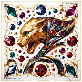 Alberto Cabale Sjaal  Grote zijden vierkant Metal Panther Zoé