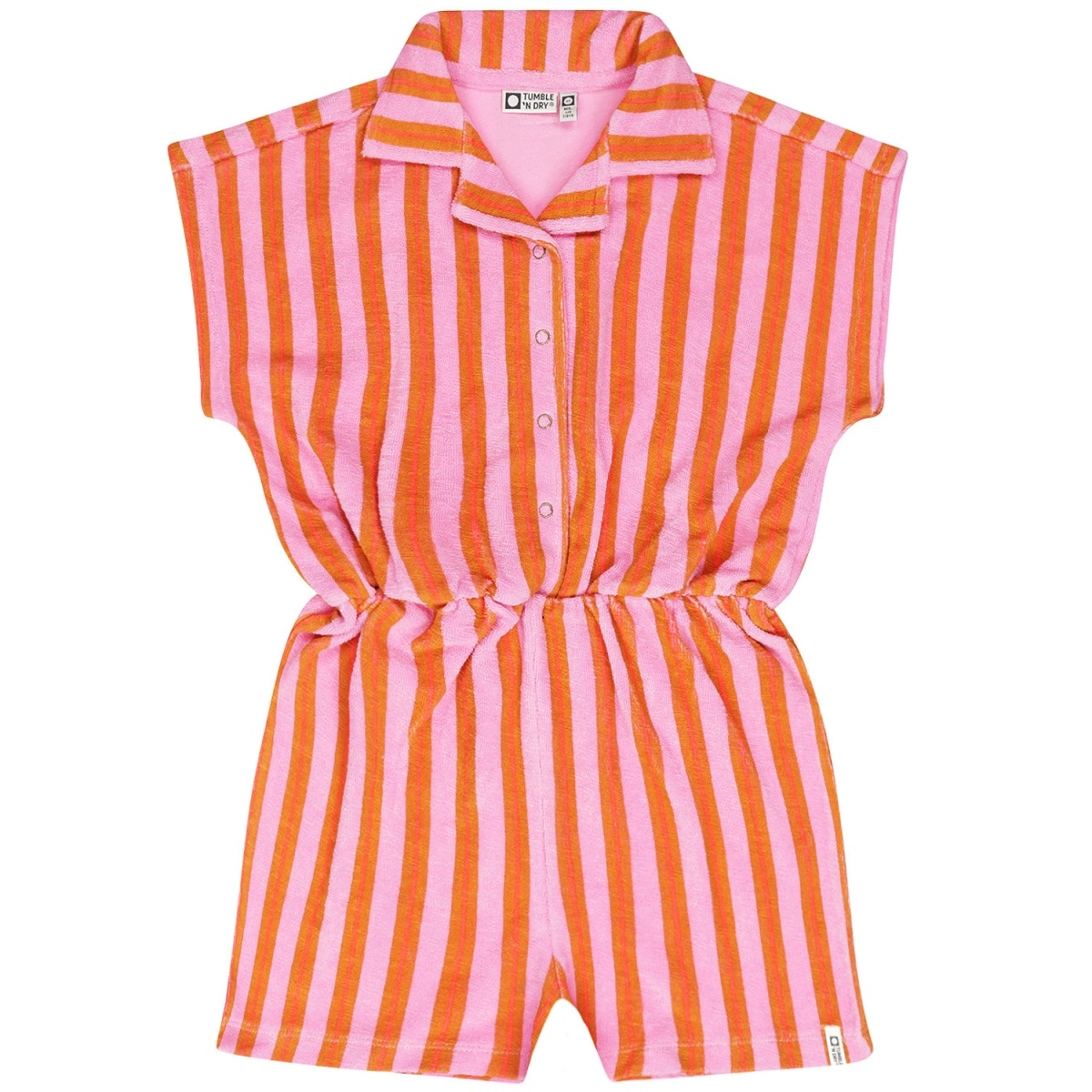 Tumble & Dry zomer jumpsuit meisjes - roze/oranje gestreept - La Barre