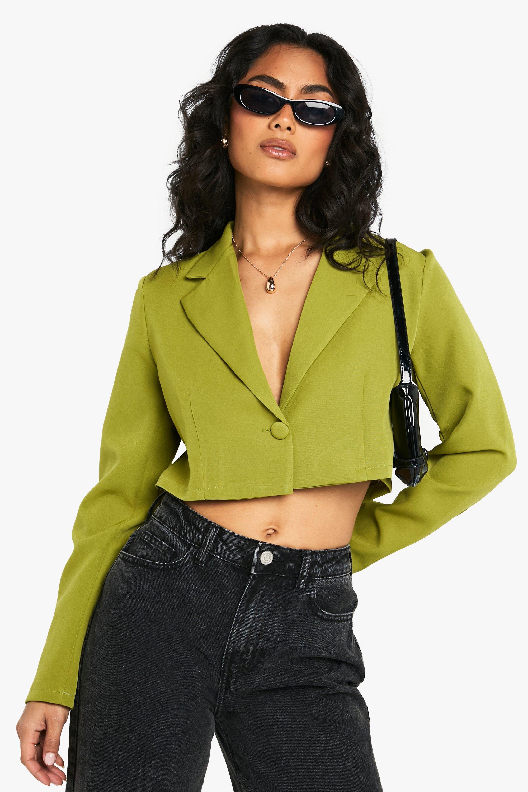 Boohoo Korte Basic Geweven Baggy Blazer, Olive
