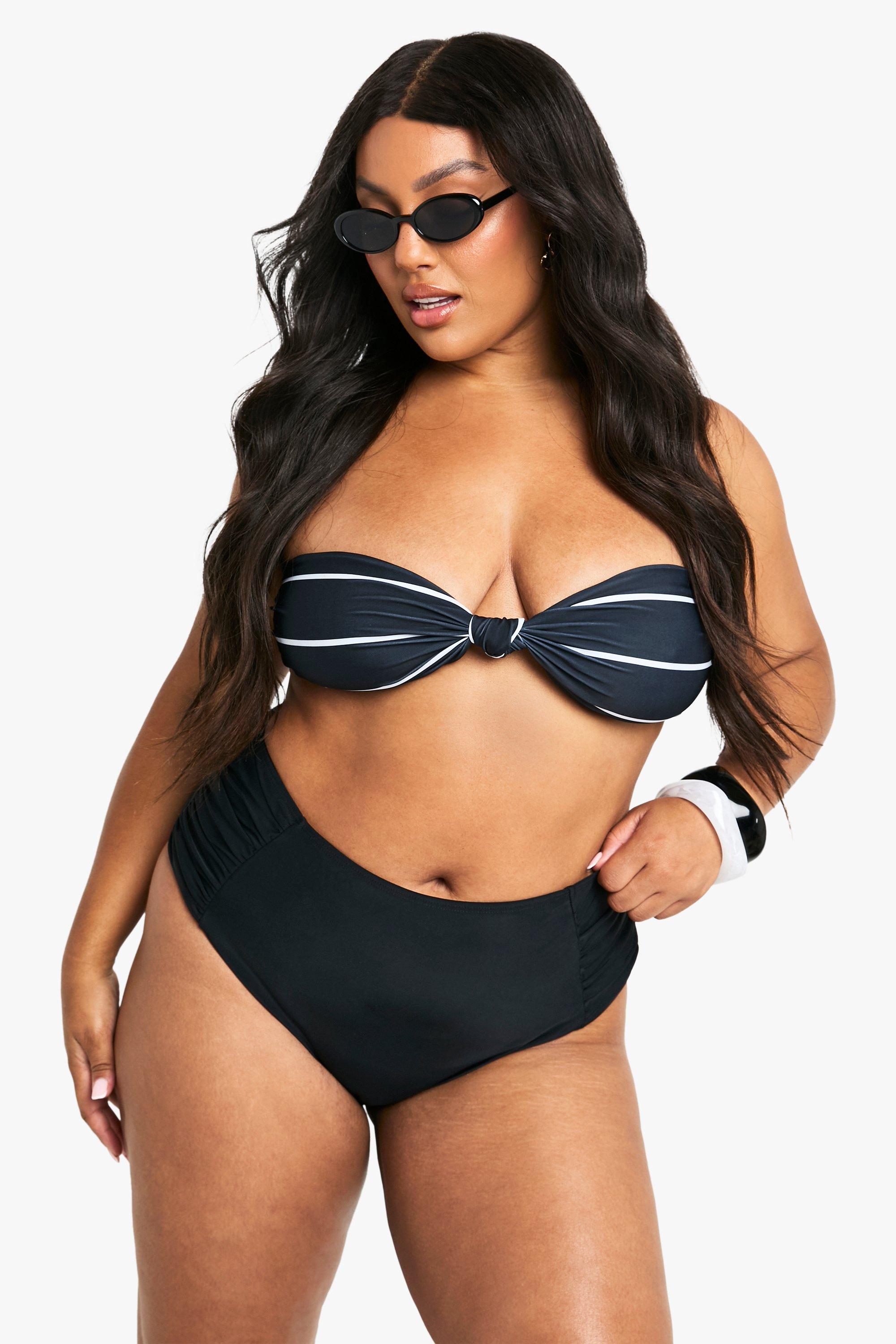 Boohoo Plus Gestreepte Strapless Badmode Essentials Bikini Top, Leopard
