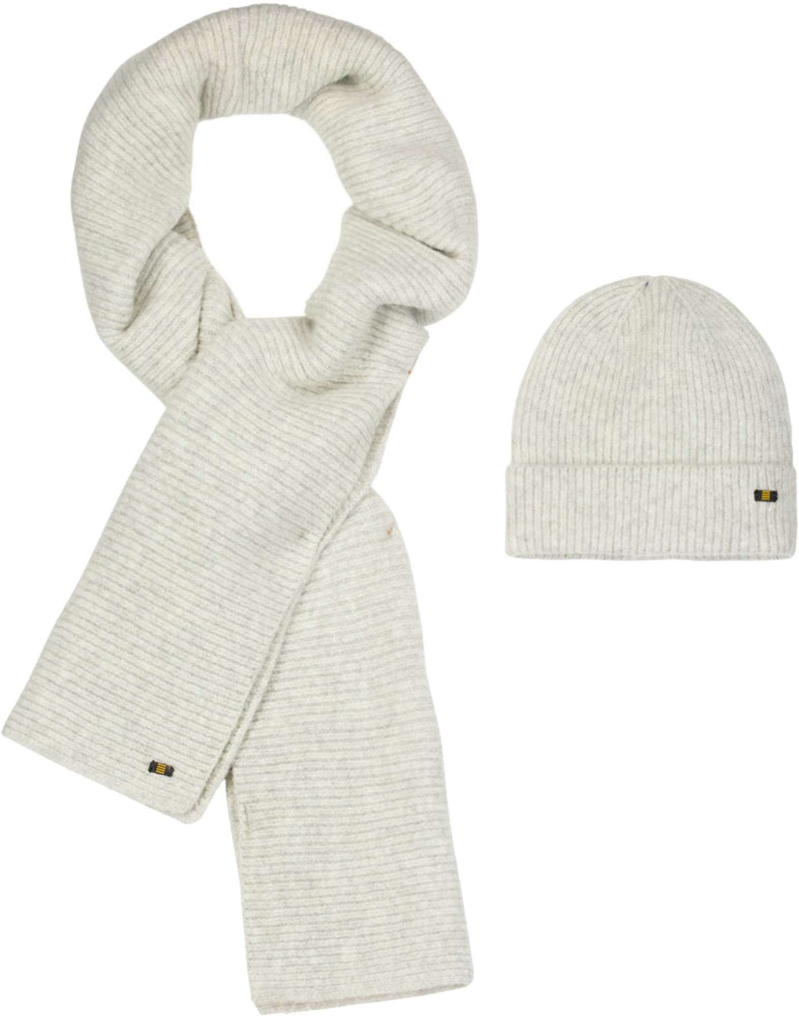 No Excess Beenie + scarf rib knit set grey melange