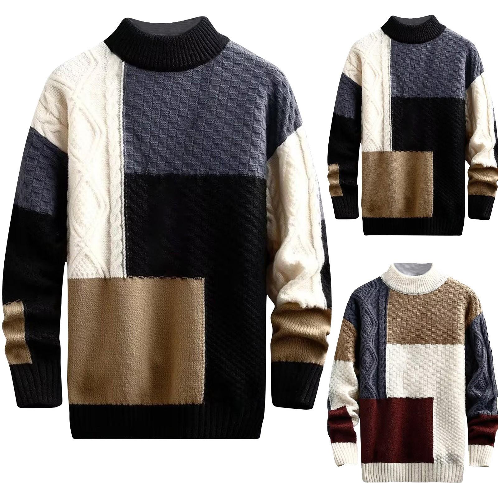 Jiangnan A Trui voor heren herfst en winter Japanse stijl verdikte patchwork trendy trui basis gebreide trui voor heren XL