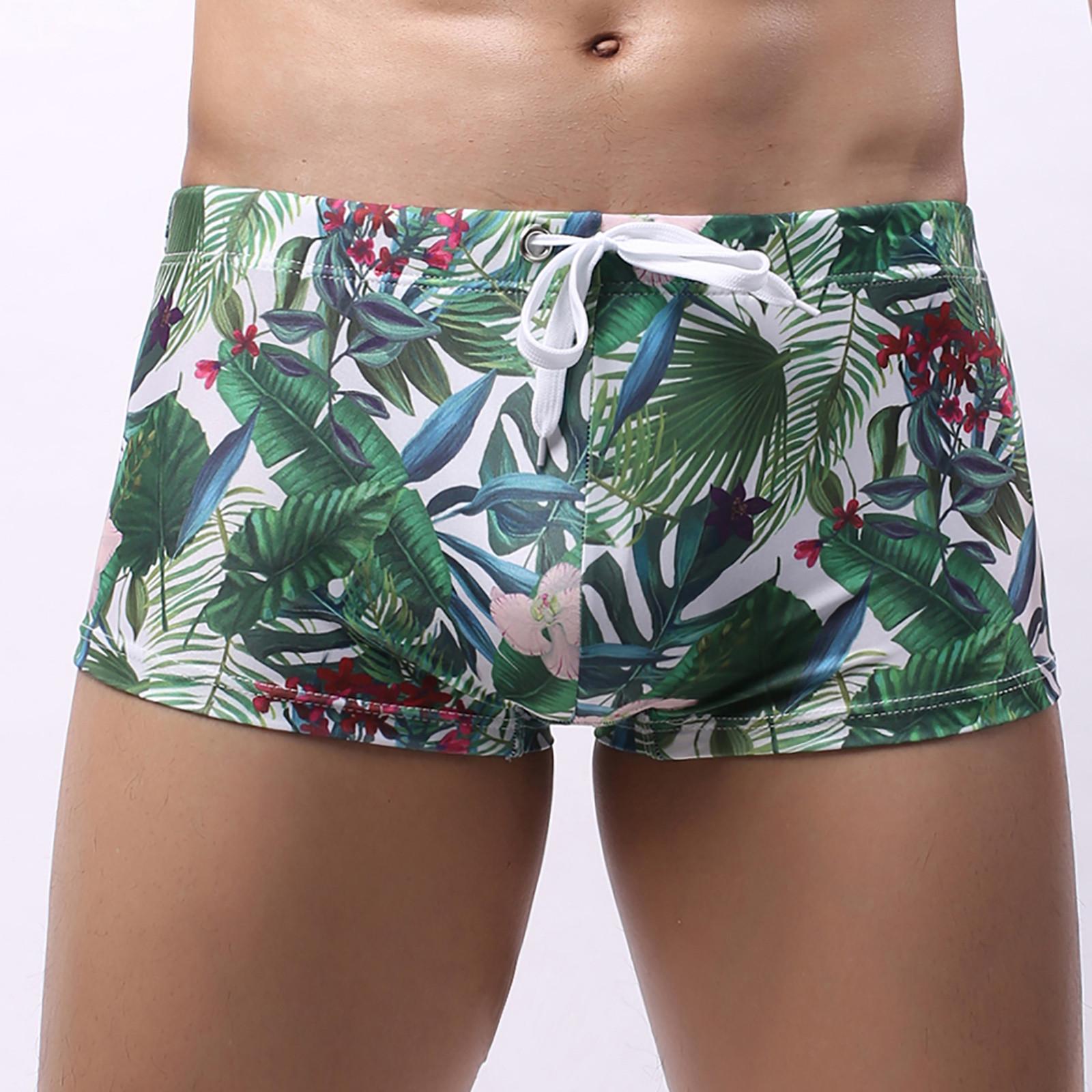 Pu Er Zomer Herenondergoed Badpak Gedrukt Medium Taille Zijde Heren Boksbadpak Shorts Heren S
