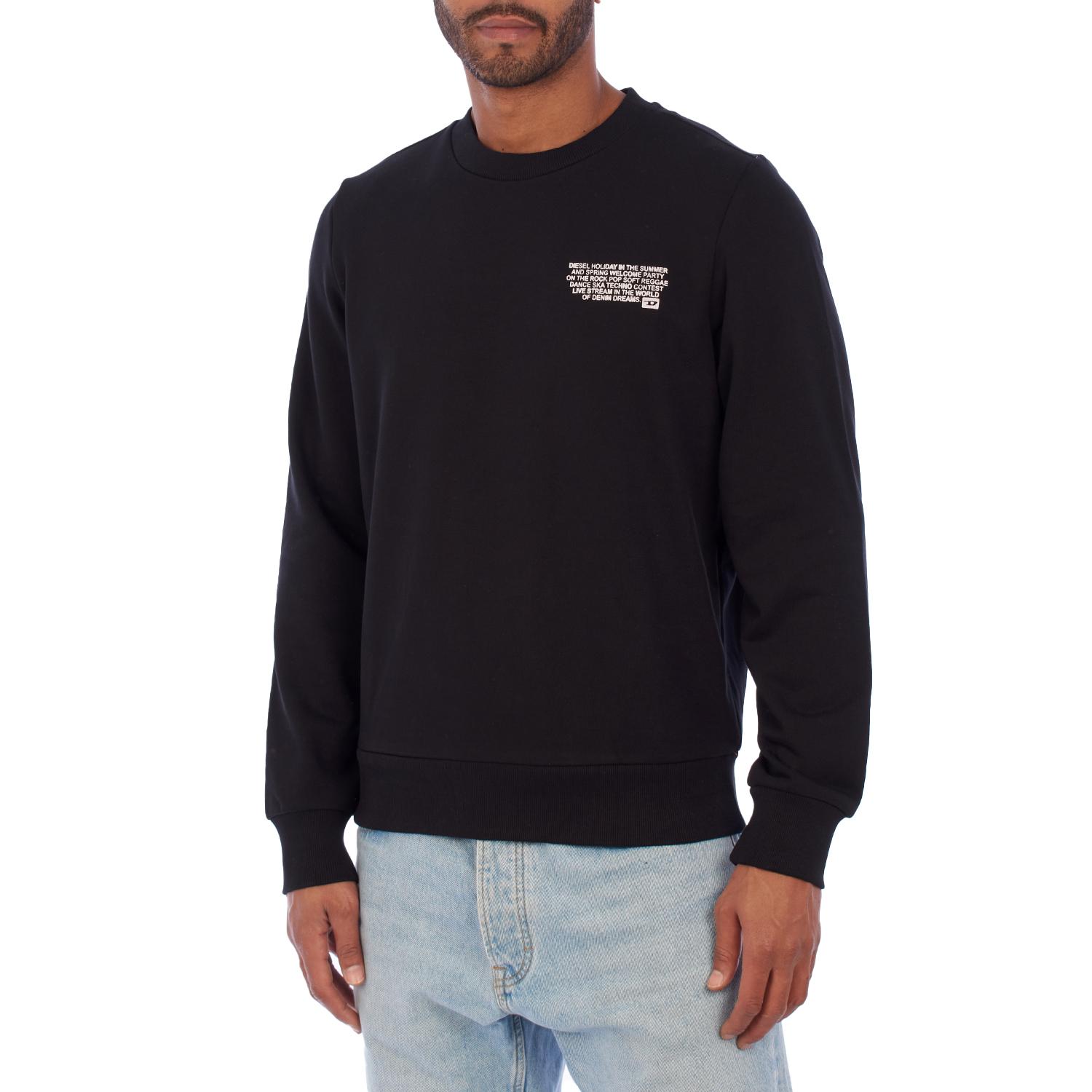 Diesel Heren A08684-40HAYT ronde hals bedrukt sweatshirt L zwart