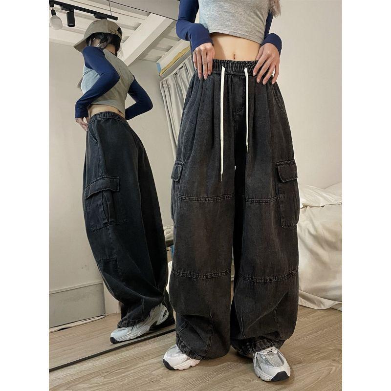 Super Select Retro Amerikaanse Hip-Hop Wijde Werkkleding Jeans Casual Broeken voor Trendy Meisjes M