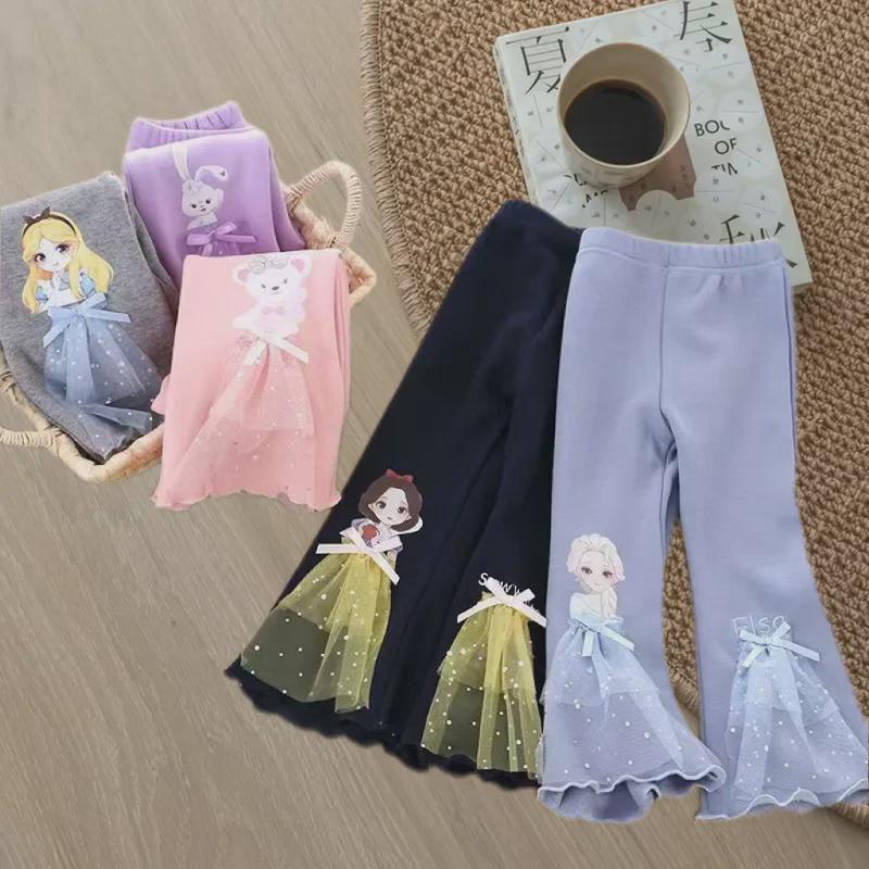 Voyex Nieuwe Cartoon Bell Bottom Leggings voor Meisjes - Elastische Lange Broek voor Lente & Herfst 100 cm zwart