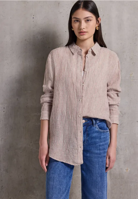 Street One Studio Gestreept linnen overhemd blouse
