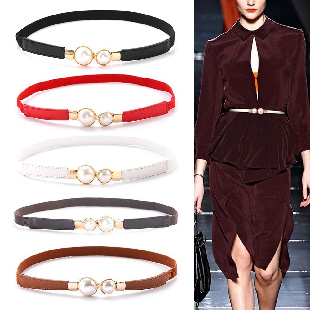 JYxiayi Parelgesp Tailleriem Dunne jurkjas Decoratieve tailleband Eenvoudige magere taillebandjes Dames
