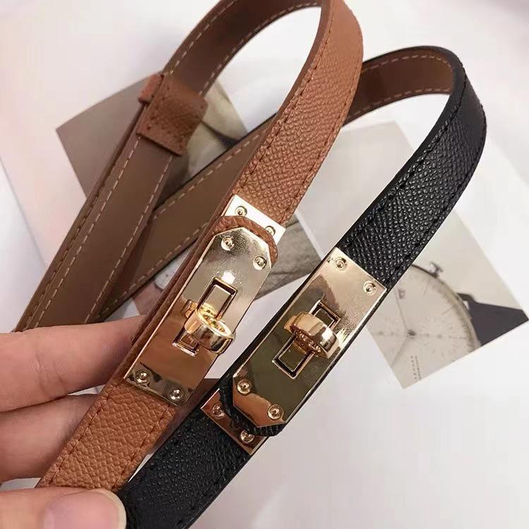 StrideBox Double-Sided Adjustable PU Double Buckle Ladies Waist Belt zwart