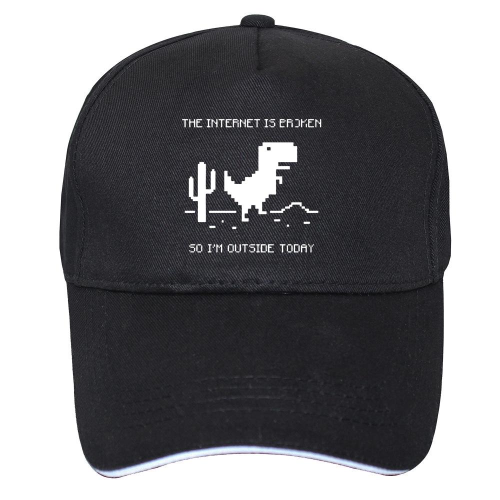 91530326MAC20BWG5P Pet Baseball Het internet is kapot Webpagina Computer Dinosaurushoed Verjaardag Unisex Hoeden Vriendje Echtgenoot Programmeur Geek Caps 55CM-60CM