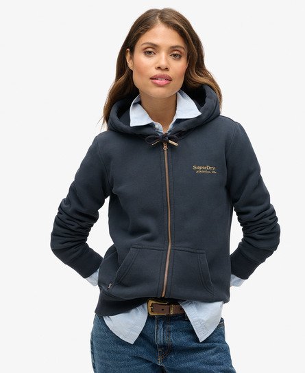 Superdry Vrouwen Essential Logo Hoodie met Rits Blauw