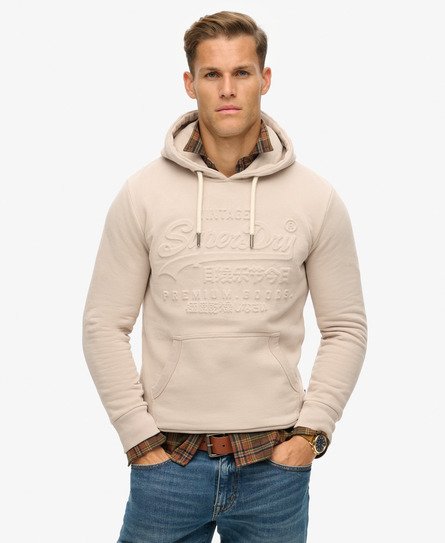 Superdry Mannen Hoodie met Reliëfopdruk Crème