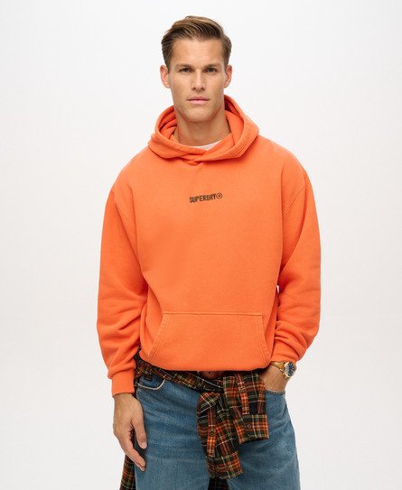 Superdry Mannen Hoodie met Losse Pasvorm en Klein Logo Oranje