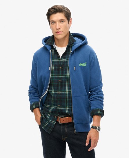 Superdry Mannen Essential Logo Hoodie met Rits Donkerblauw