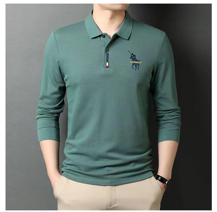 Top Men Wardrobe Vanditu herenpoloshirt met lange mouwen: Grote maat, geborduurd, losse, casual pasvorm voor herfst/winter, geschikt voor mannen van middelbare leeftijd en jonge mannen. M oranje