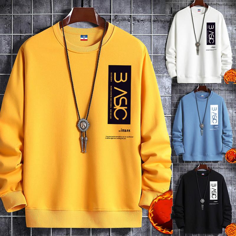 Tooyoo Mode herensweater met ronde hals, knappe print, verdikking, warm sweatshirt M