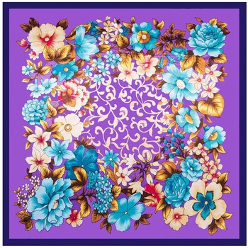 Alberto Cabale Sjaal  Grote zijden carré Purple Blue Zoé