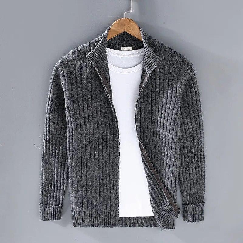 Tooyoo Herfst Winter Heren Vest Trui Heren Stand Kraag Rits Katoen 100% Verdikte Gebreide Effen Kleur High Street Kleding S