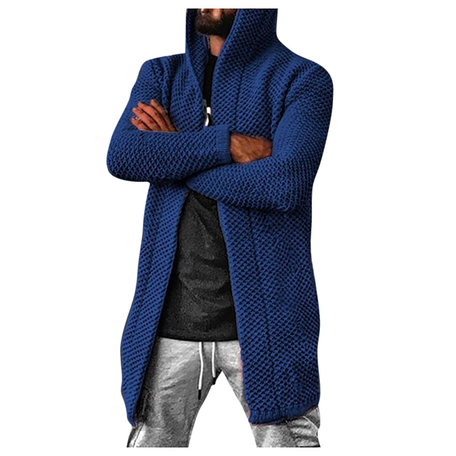HIMO Group Europa en Amerika Heren Cardigan Effen Kleur Capuchon Hoge Hals Trui Jas Trui XL