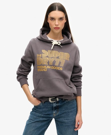 Superdry Vrouwen Hoodie met Retro-glitterlogo Grijs