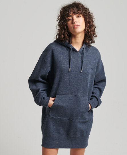 Superdry Vrouwen Vintage Logo Oversized Hoodiejurk met Borduursel Blauw