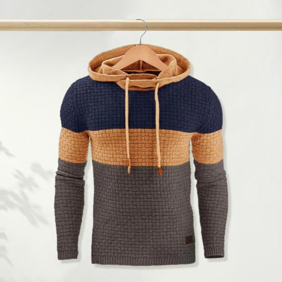 PLUM LAI Herfst Winter Heren Hoodie Kleurblok Capuchon Trekkoord Lange mouwen Elastisch Zacht Dik M zwart
