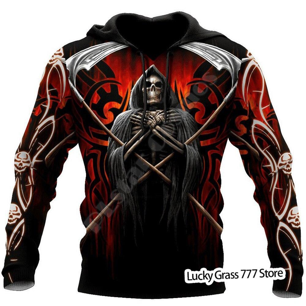 HIMO Group Lente Herfst mannen Hoodies Sweatshirt 3D Print Reaper Schedel Engel En Demon Man Kleding Mode Toevallige Trui Mannelijke 100
