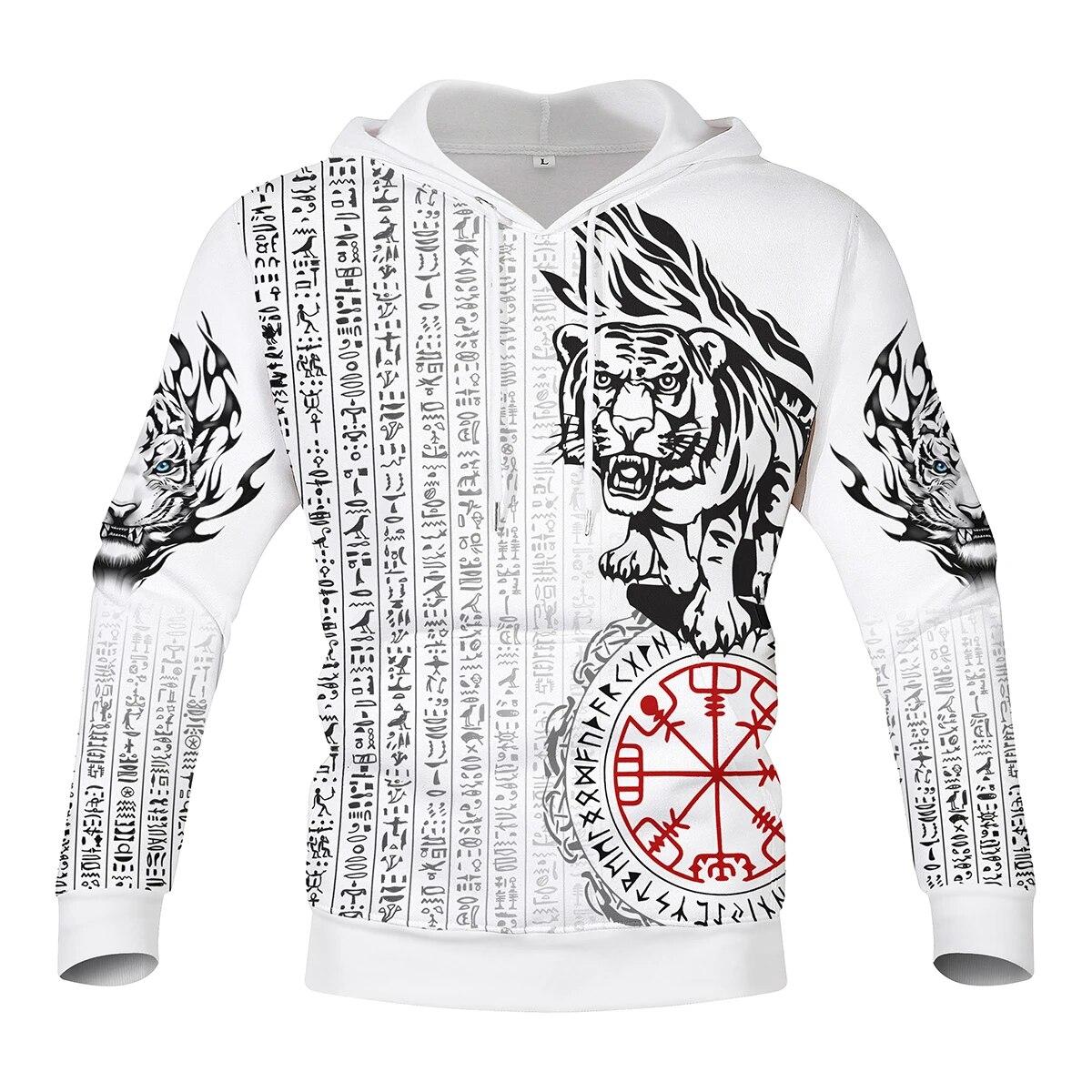 HIMO Group Lente Herfst Heren Pullover Trui Tekst Tijger 3D Print Sweatshirt Hoodie Nieuwe Mode Losse Casual Hip Hop Straat Top S-5XL L
