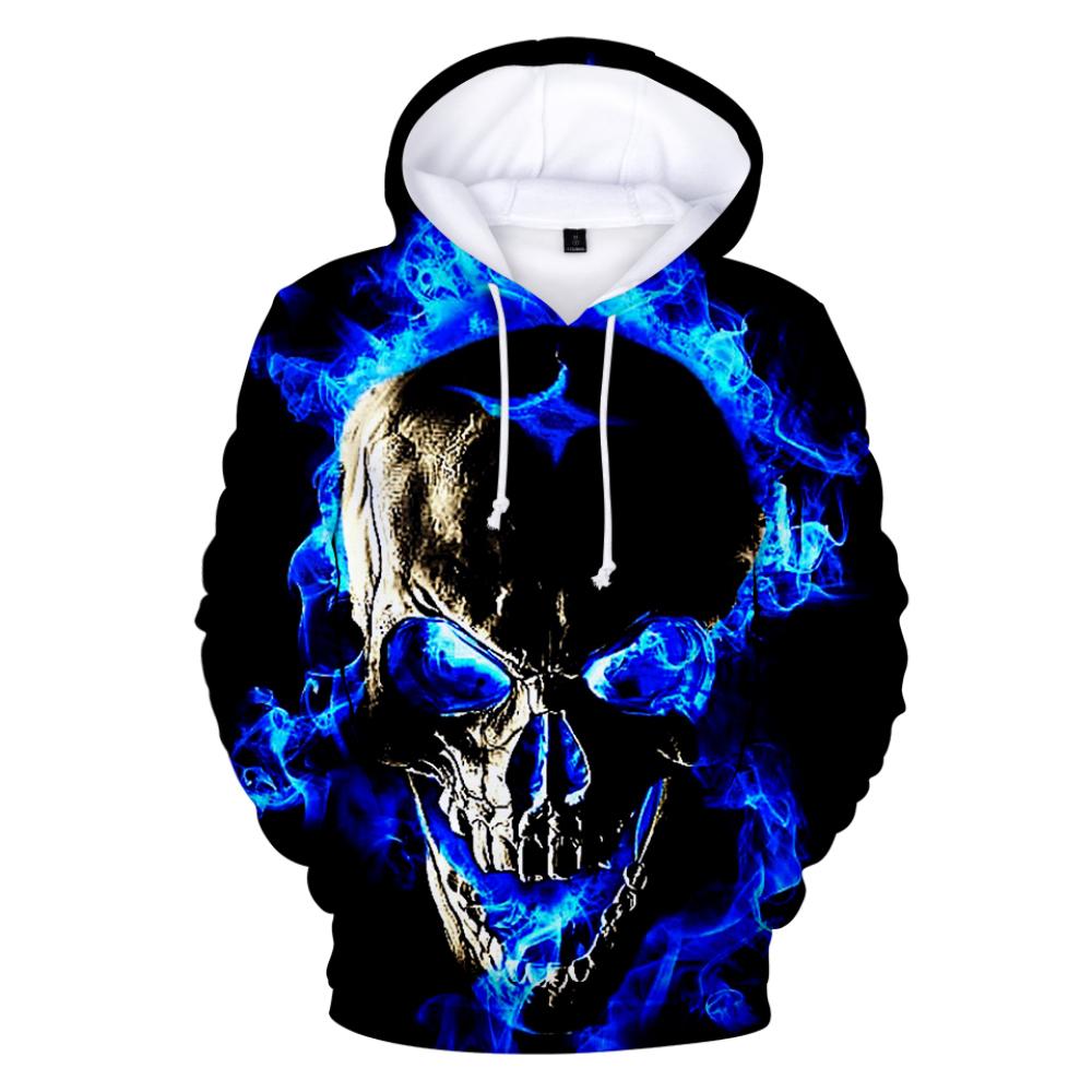 HIMO Group Lente Herfst Vuur en Schedel 3D Print Heren Hoodie Mode Sweatshirt Hip Hop Straat Lange Mouw Pullover Hoodies Casual Tops XS