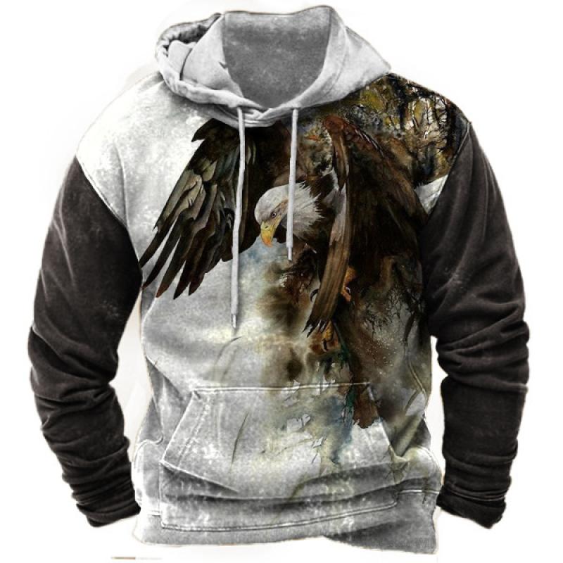 HIMO Group Vintage Dieren Sweatshirt Voor Mannen Oversize Hoodie 3D Print Lange Mouw Trui Casual Mode Herenkleding Hoge Kwaliteit Tops L