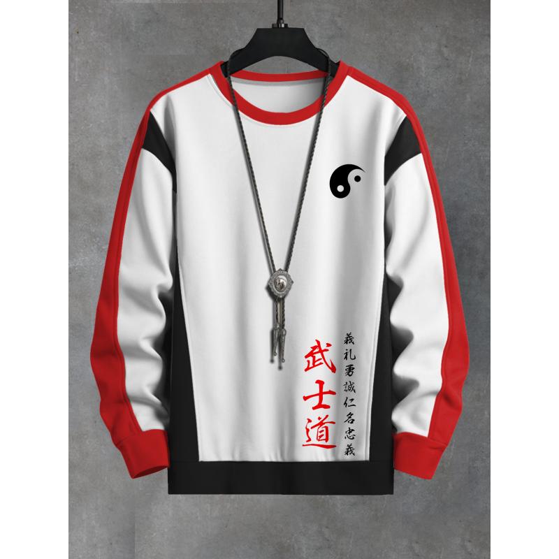 HIMO Group Nieuwe Sweatshirt Voor Heren Lange Mouw T-shirt 3d Bushido Grafische Hoodie Bedrukte Top Oversized O-hals Truien Japanse Herenkleding 3XL