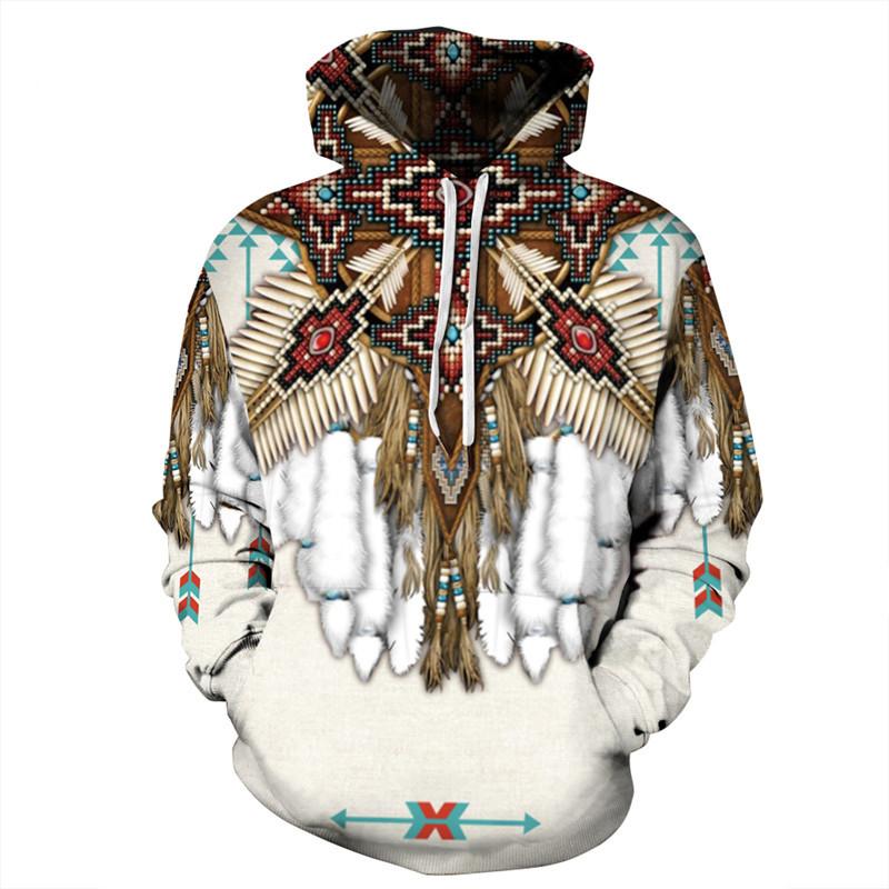 HIMO Group Indiase Boheemse Europese en Amerikaanse modeliefhebbers Hoodie Heren Losse grote maat 3D-geprinte herenhoodie past bij alles L