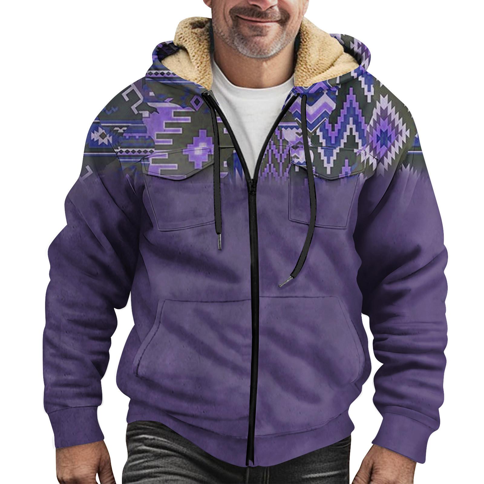 HIMO Group Heren Winter Rits Capuchon Fleece Sweatshirt Met Opgestikte Zak Casual Jack S