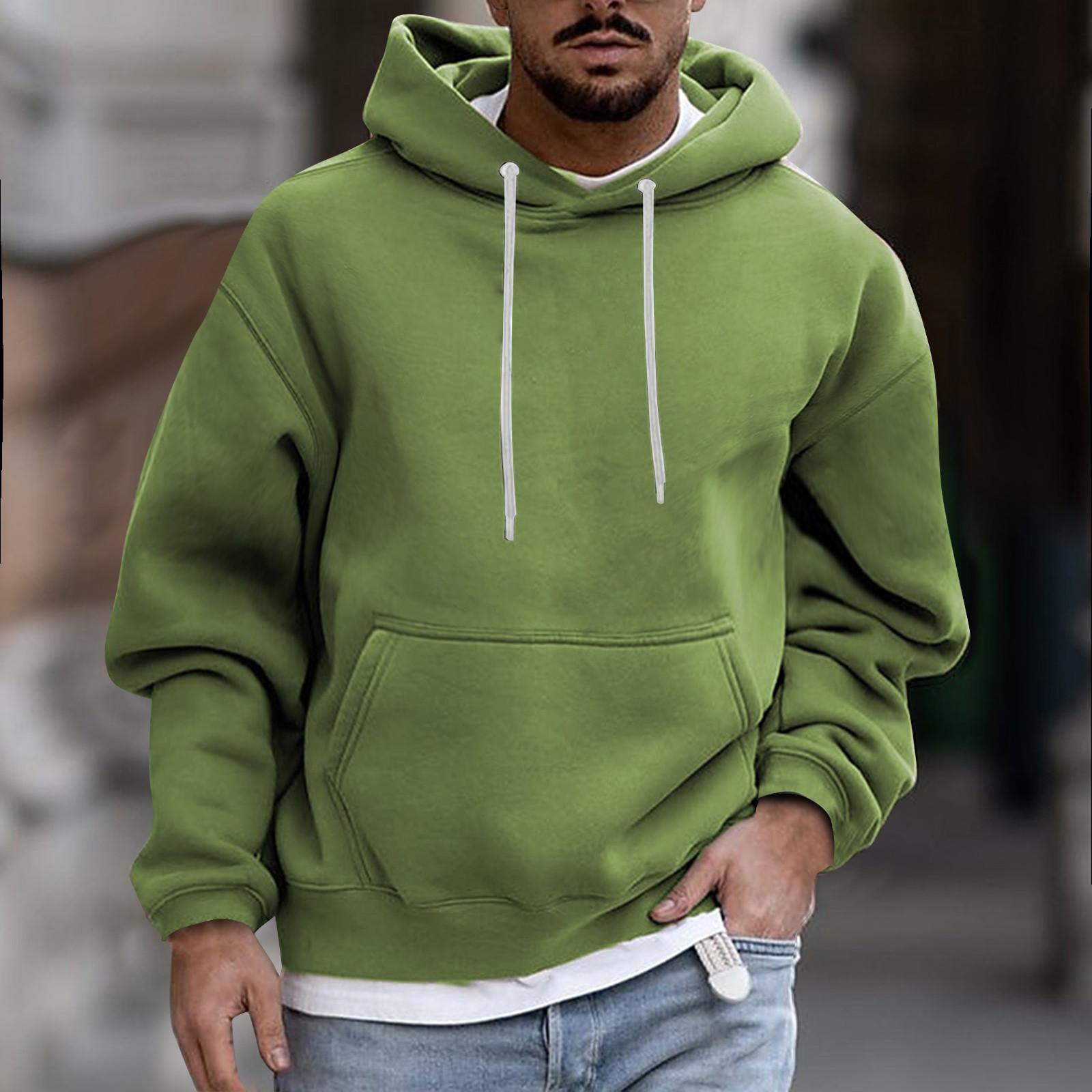 HIMO Group Heren effen kleur pluche warme jas fleece trui casual jas zak trui herfst winterjas M